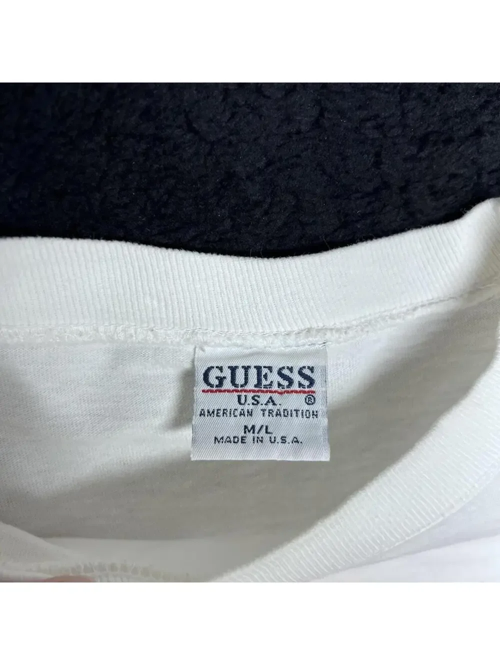 Vintage 90S Guess Jeans Company Spell Out Logo Made In Usa Mens White Tee Medium - Picture 3 of 7
